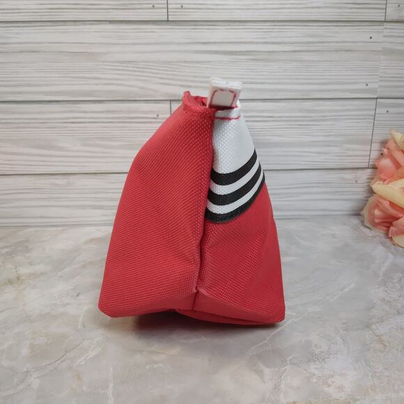 Lancome Small Cosmetic Bag, Red Black White Striped Make-Up Pouch - Picture 2 of 9